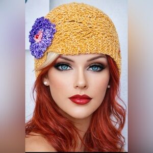 Hand Knits 2 Love Headband Headwrap Bandana Deco Lace Flower Bead Designer Gift